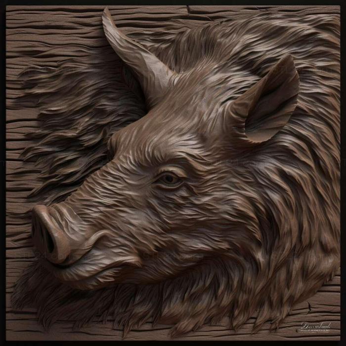 Nature and animals (st WILDBOAR 1, NATURE_2353) 3D models for cnc